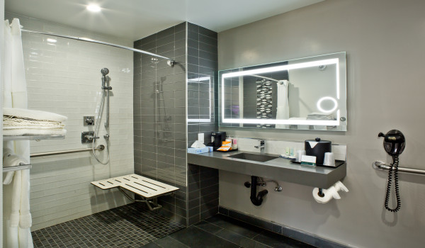 Accessible Bathroom in 1 King Bed Accessible With Sofa - Non Smoking